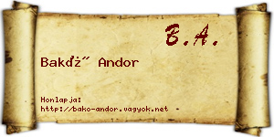Bakó Andor névjegykártya