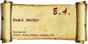 Bakó Andor névjegykártya