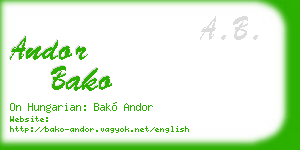 andor bako business card